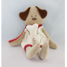 Doudou chien beige blanc foulard rouge os COROLLE