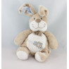 Doudou lapin beige bleu train Oscar NOUKIE'S