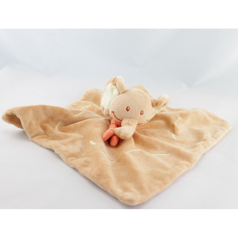 Doudou plat éléphant beige orange Jungle BENGY