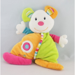 Doudou plat souris orange vert BABYSUN