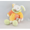 Doudou lapin blanc jaune orange attache tétine BABY NAT 