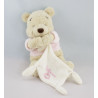 Doudou Winnie l'Ourson rose avec mouchoir blanc Disney 