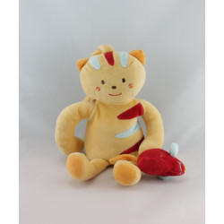Doudou musical chat orange avec souris rouge SUCRE D'ORGE