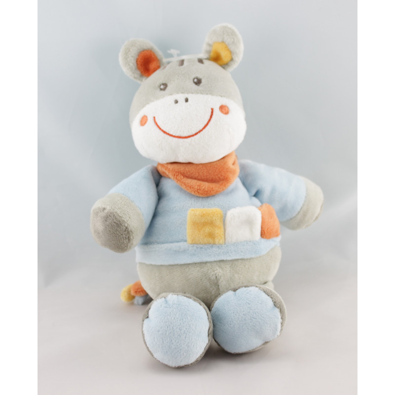 Doudou ane zébre bleu gris oiseau KIABI NICOTOY