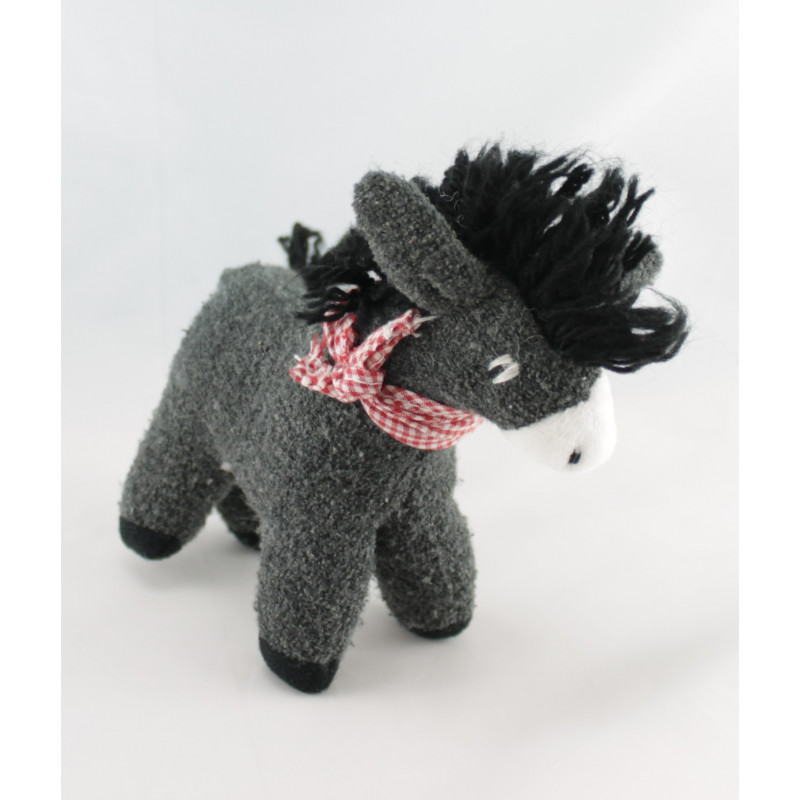 Doudou ane gris noir grelot SUCRE D'ORGE