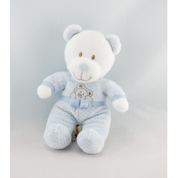 Doudou ours bleu pois papillon brodé NICOTOY