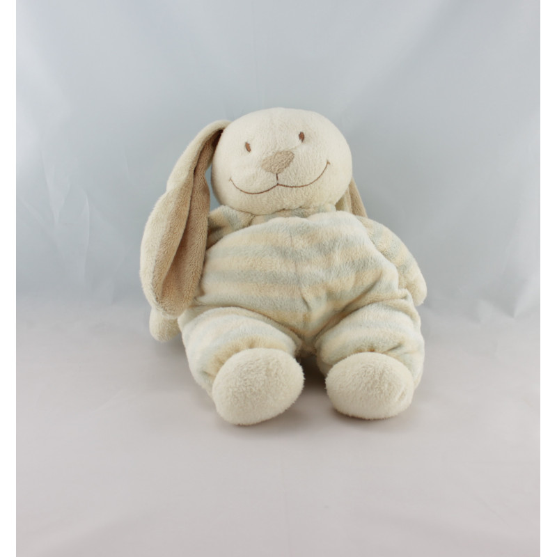 Doudou lapin écru rayé bleu NICOTOY