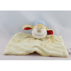 Doudou plat chien jaune chapeau bleu Gaston BENGY NEUF