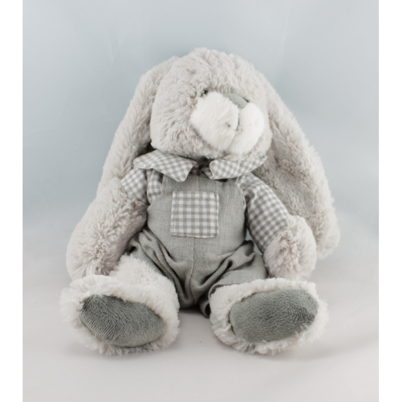 Doudou lapin gris salopette Amadeus CADES 