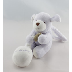 Doudou et compagnie attache tétine chien mauve avec balle