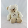 Doudou ours blanc beige coeur KIABI