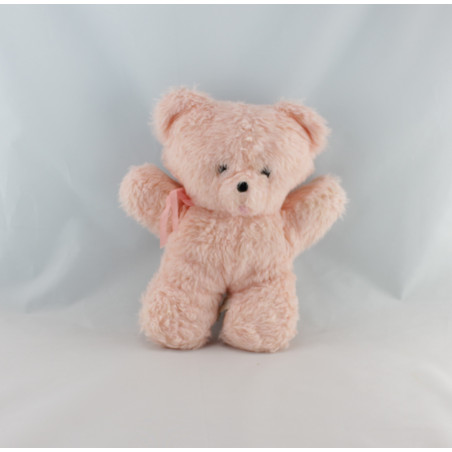 Ancienne peluche ours rose AJENA