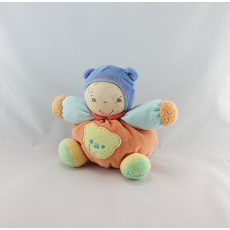 Doudou poupon patapouf orange bleu Chubby baby doll blue KALOO 