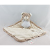 Doudou plat carré écru beige ours bleu NICOTOY