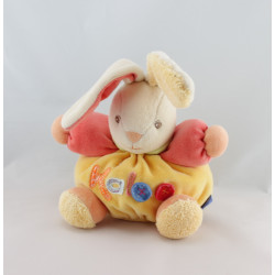 Doudou lapin jaune orange rouge boutons KALOO
