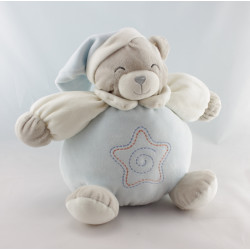 Doudou boule ours gris blanc bleu étoile GIFI 