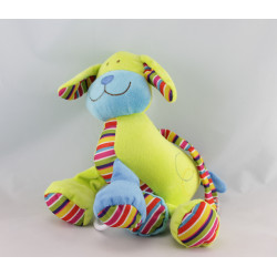 Doudou musical chien vert bleu rayé CP INTERNATIONAL