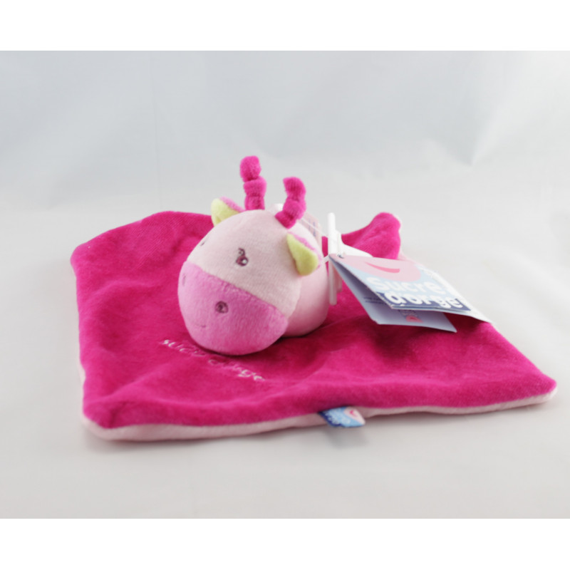Doudou plat girafe rose SUCRE D'ORGE