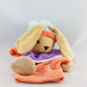 Doudou plat marionnette lapin orange violet bleu NOUNOURS