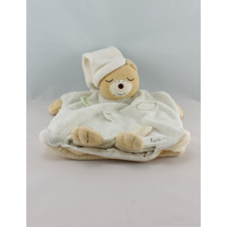 Doudou plat ours blanc jaune feuilles Collection Pure KALOO