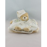 Doudou plat ours blanc jaune feuilles Collection Pure KALOO