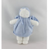 Doudou poupée chiffon blanche bleu BB PLAISIR