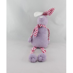 Doudou lapin mauve rayé rose BOUT'CHOU BOUTCHOU