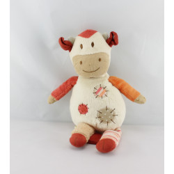 Doudou musical vache blanc beige orange NATURE ET DECOUVERTE