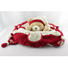 Doudou et Compagnie range pyjama coussin ours Nanou rouge blanc 