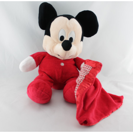 Doudou Mickey rouge avec mouchoir vichy DISNEY NICOTOY