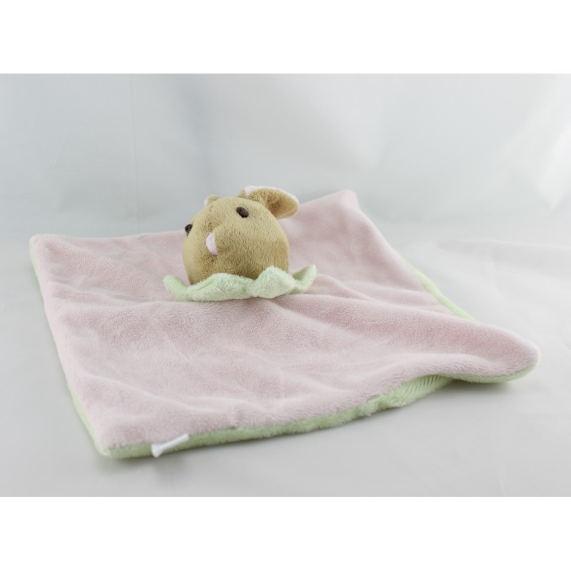 Doudou plat lapin rose poche CMP