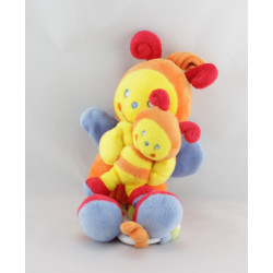 Doudou musical papillon orange multicolore avec bébé POMMETTE