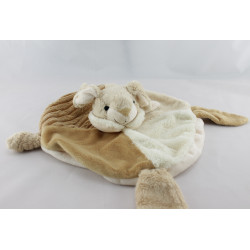 Doudou plat rond lapin beige blanc MAXITA