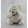 Doudou et compagnie bio ours blanc beige fleurs coeur