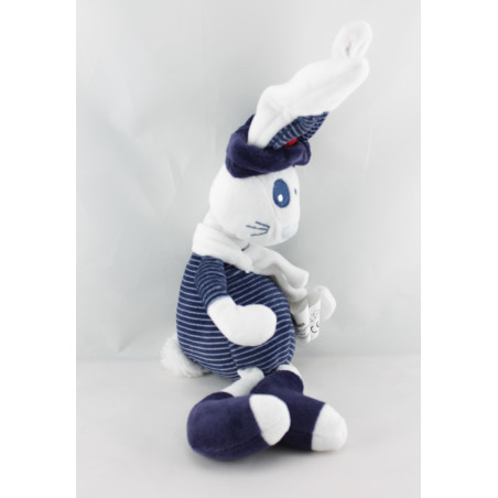 Doudou lapin blanc bleu Marin TAPE A L'OEIL
