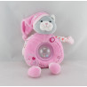 Doudou hochet chat rose feuilles vertes GIPSY