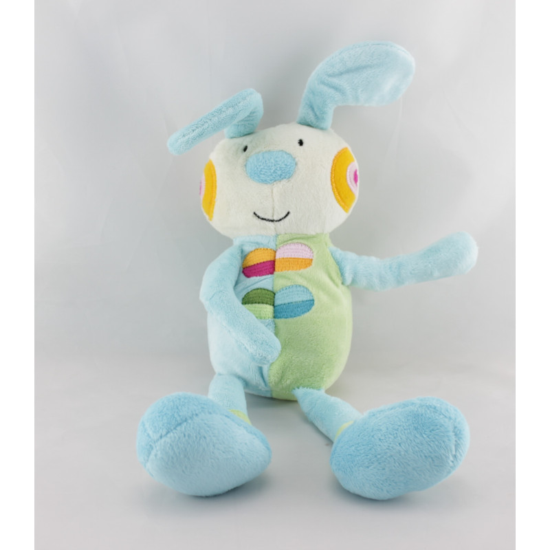 Doudou lapin bleu vert BAWI