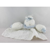 Doudou plat lapin blanc bleu TARTINE ET CHOCOLAT