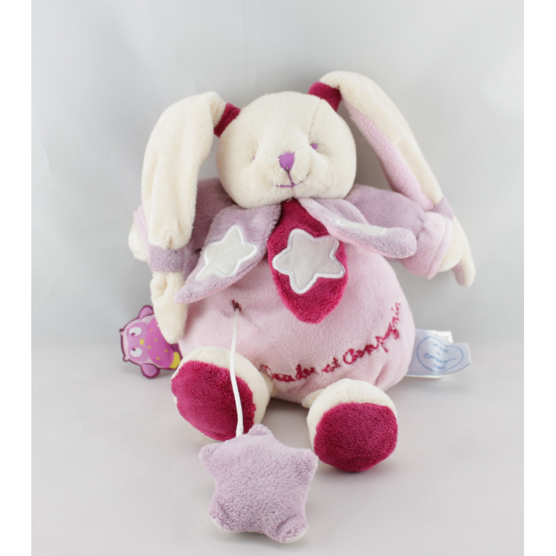 Doudou et compagnie photoluminescent lapin rose étoiles