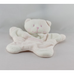 Doudou plat chat blanc rose SUCRE D'ORGE
