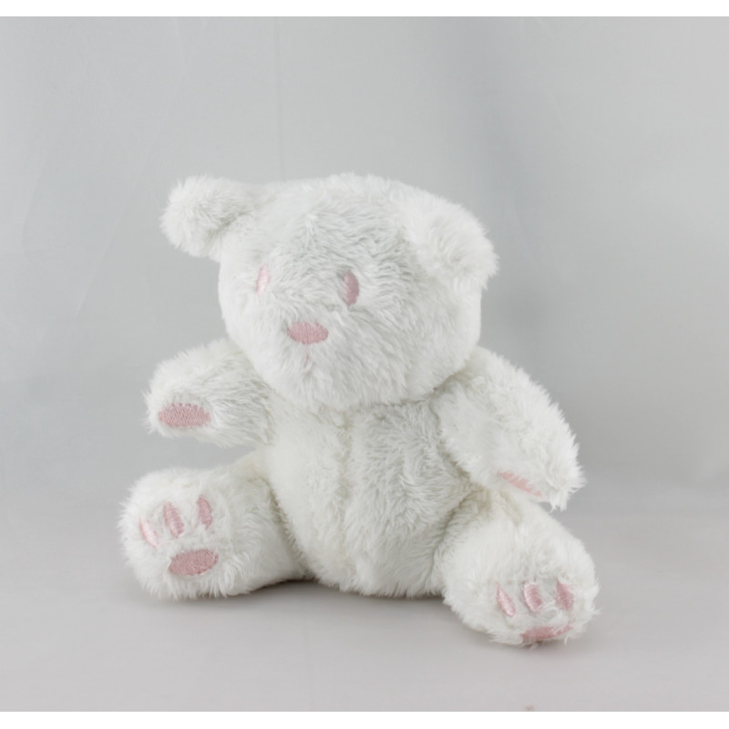 Doudou ours blanc rose AUCHAN
