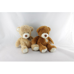 Doudou ours marron et ours beige rapiécé 