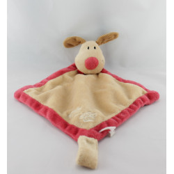Doudou plat chien beige rouge LIBOO
