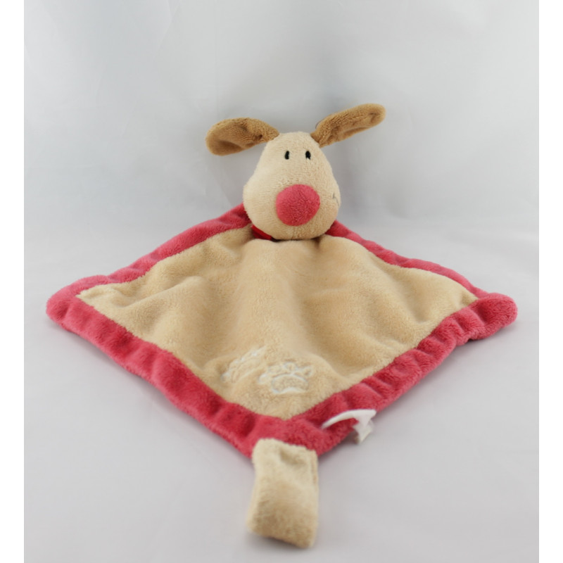 Doudou plat chien beige rouge LIBOO