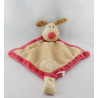 Doudou plat chien beige rouge LIBOO