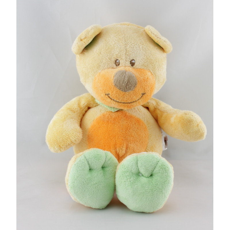 Doudou ours orange vert bleu BENGY