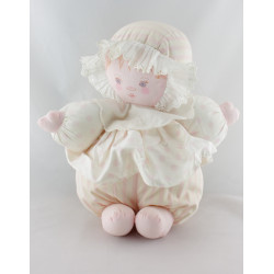 Doudou poupée chiffon robe rose rayé pois COROLLE MEUNIER