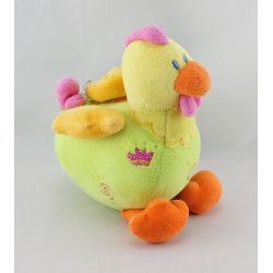 Doudou poule verte jaune rose Dodo d'amour MGM