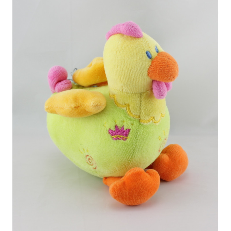 Doudou poule verte jaune rose Dodo d'amour MGM