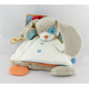 Doudou livre lapin beige pull blanc feuille verte TEX
